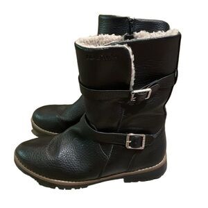 Nautica Anthea Black Vegan Leather Sherpa Moto Boots Womens Size 9.5